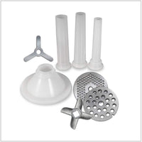 Weston #10 Manual Tinned Meat Grinder and Sausage Stuffer (36-1001-W), 4.5mm & 10mm plates, + 3 sausage funnels