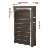 Yescom 10 Tier Shoe Rack Shelf Closet 45 Pair with Cover 5/8" Metal Tube Non-Woven Fabric Storage Organizer Coffee