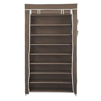 Yescom 10 Tier Shoe Rack Shelf Closet 45 Pair with Cover 5/8" Metal Tube Non-Woven Fabric Storage Organizer Coffee