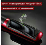 Hair Straightener Brush Fast Detangling Electric Comb, Ceramic Heating Anti-Static Anti-Scald Comb