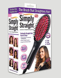 Simply Straight Ceramic Hair Straightening Brush, Black/Pink