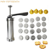 MAY FIFTEENTH Baking Tools Manual Biscuit Cookie Press Stamps Set Cake Decorating Tools Maker with 4 Nozzles 20 Cookie Molds 063