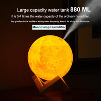 New 880ML Air Humidifier 3D Moon Lamp light Diffuser Aroma Essential Oil USB Ultrasonic Humidificador Night Cool Mist Purifier