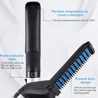 Multifunctional Hair Comb Brush Beard Straightener Hair Straighten Electric Beard Straightening Comb Quick Hair Styler For Men