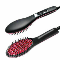 Simply Straight Ceramic Brush Hair Straightener Electric Heating Comb Magic As Seen on TV Black